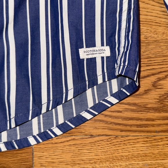 Scotch & Soda Navy and White Striped Shirt - Picture 3 of 5